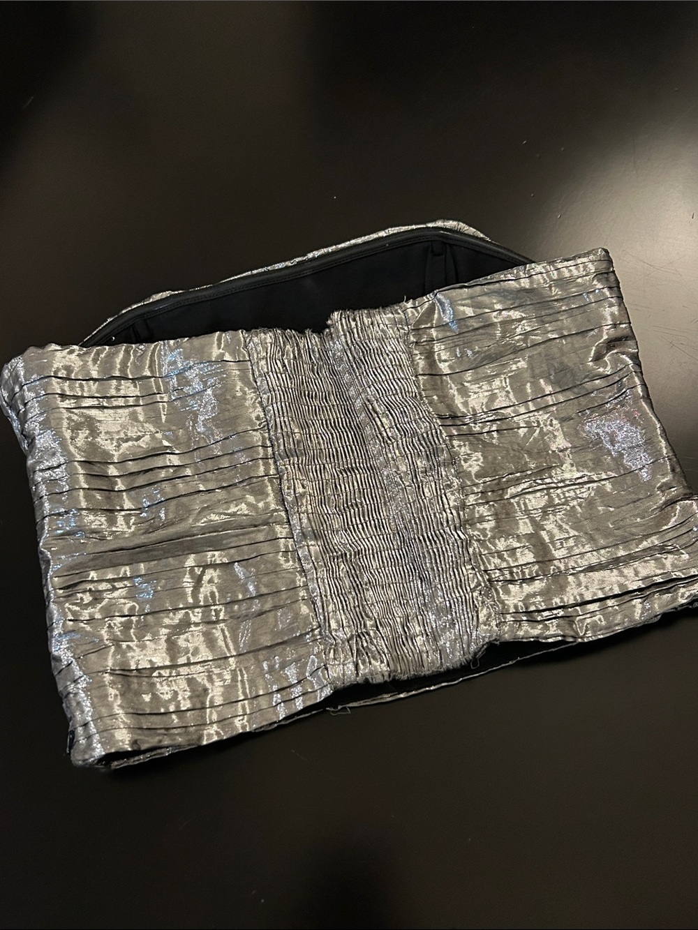 Zara Silver Metallic Strapless Pleated crop top - Picture 2 of 4